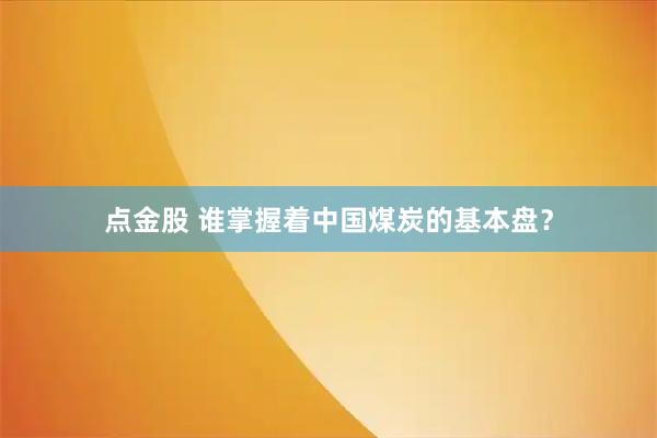 点金股 谁掌握着中国煤炭的基本盘？