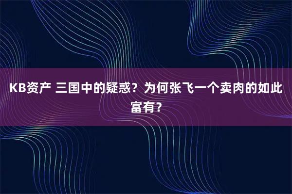 KB资产 三国中的疑惑？为何张飞一个卖肉的如此富有？