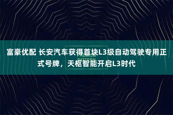 富豪优配 长安汽车获得首块L3级自动驾驶专用正式号牌，天枢智能开启L3时代